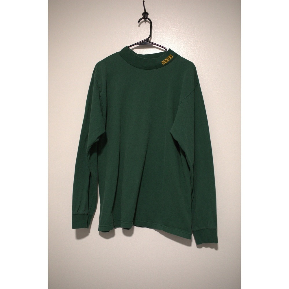 Reebok Green Bay Packers Long Sleeve T-Shirt Mens Medium Green Mock Neck Logo